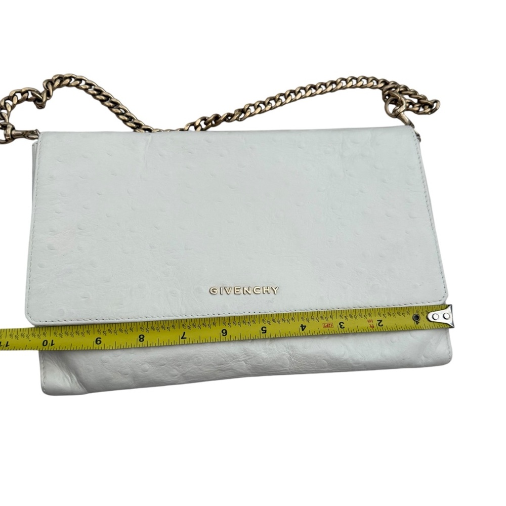 Givenchy White Ostrich Leather Shoulder Bag clutch Gold hardware - Picture 11 of 16